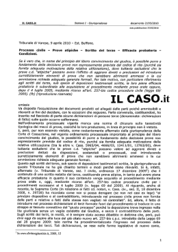 Tribunale di Varese, 9 aprile 2010 - Est. Buffone