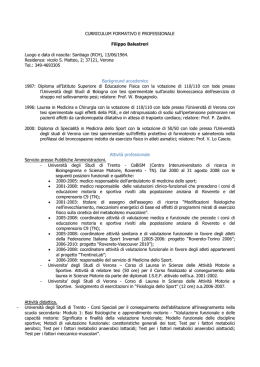 CURRICULUM FORMATIVO E PROFESSIONALE Filippo Balestreri