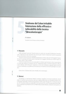 Sindrome del Colon irritabile Valutazione della efficacia e