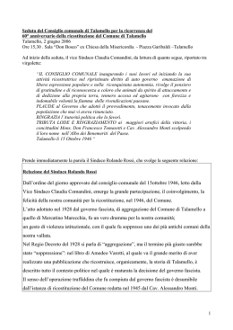 Intervento del Sindaco Rolando Rossi e consiglio comunale per il
