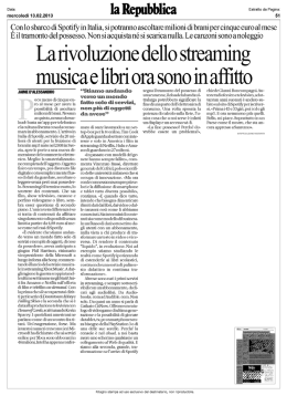 La rivoluzione dello streaming musica e libri ora sono in affitto