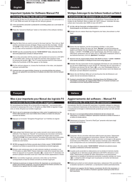 Important Update for Software Manual P.6 Mise &agrave; jour importante