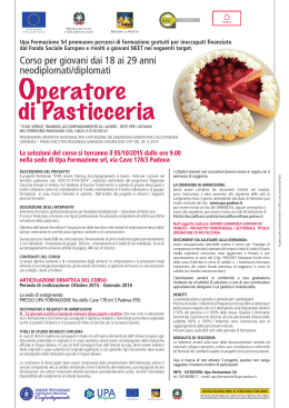 Operatore di Pasticceria - Comune di Galzignano Terme