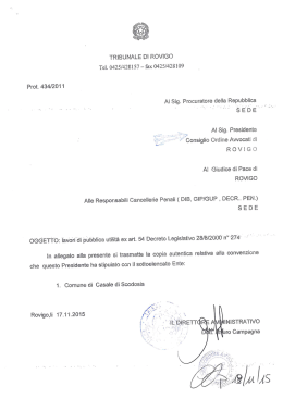 TRIBUNALE Dl ROVlGC> Tel. 0425/428157 &mdash; fax 0425/428109