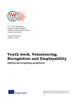 Youth work, Volunteering, Recognition and Employability. Defining