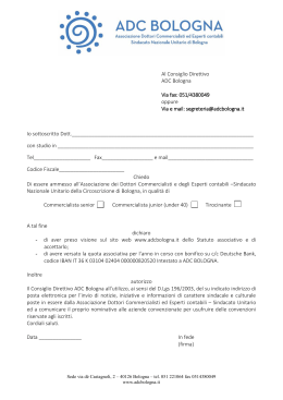 Al Consiglio Direttivo ADC Bologna Via fax: 051/4380049 oppure