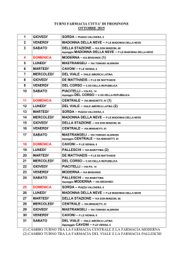turni ottobre 2015 - Ordine dei Farmacisti Frosinone