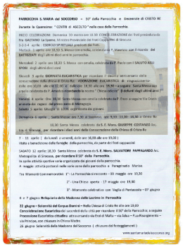 INIZIO CELEBRAZIONI: Domenica 30 marzo ore 18.30
