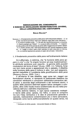 Rieducazione del condannato e rischi di involuzioni neoretributive