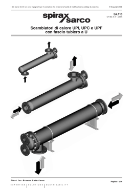 Scambiatori di calore UPI, UPC e UPF con fascio tubiero a U
