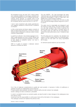 Gli scambiatori acqua olio serie "SA" a fascio tubiero sono