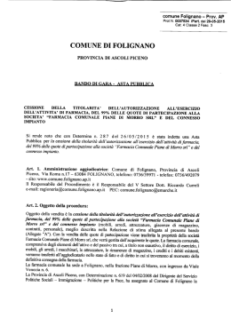 BANDO DI GARA ASTA PUBBLICA FARMACIA COMUNALE PIANE