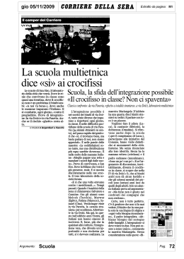 CROCEFISSO. La scuola muletnica di Milano dice s&igrave;