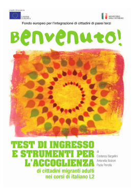 TEST DI INGRESSO E STRUMENTI PER L`ACCOGLIENZA