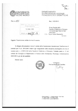 SSD MPSI/04 - MPSI/05 - Universit&agrave; di Bari