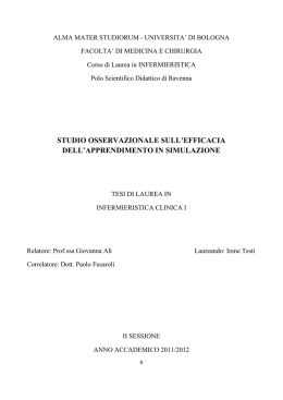 studio osservazionale sull`efficacia dell`apprendimento in simulazione