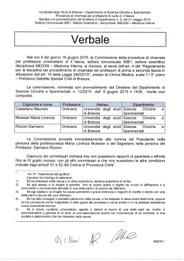 Verbale - Universit&agrave; degli Studi di Brescia