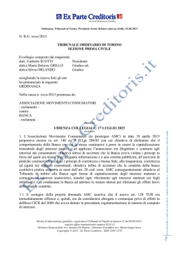 N. R.G. xxxx/2015 TRIBUNALE ORDINARIO DI TORINO SEZIONE