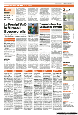La Feralpi Sal&ograve; fa Miracoli Il Lecce crolla