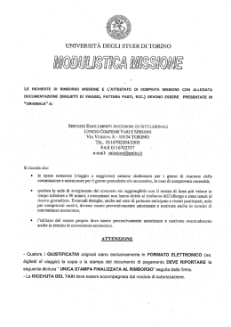 Modulistica missioni - Universit&agrave; degli Studi di Torino