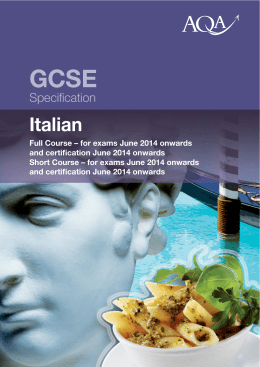 GCSE Italian Specification Specification for exams from 2014