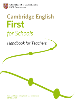Cambridge English: First for Schools handbook