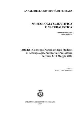 MUSEOLOGIA SCIENTIFICA E NATURALISTICA