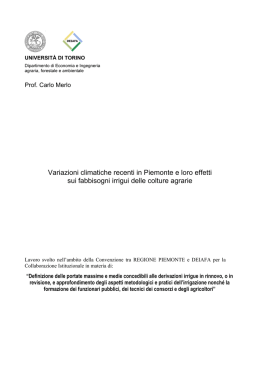 Variazioni climatiche recenti in Piemonte e loro effetti sui fabbisogni