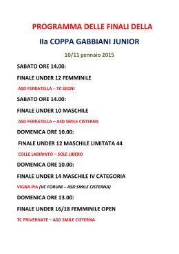 PROGRAMMA DELLE FINALI DELLA IIa COPPA