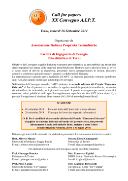 Call for papers XX Convegno AIPT