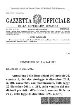 Decreto 18/04/2012 - Federazione Ordini Farmacisti Italiani