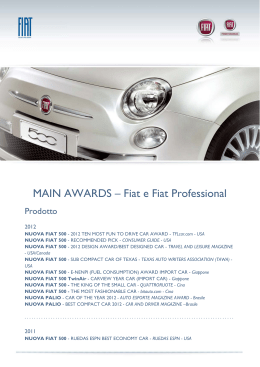 MAIN AWARDS – Fiat e Fiat Professional