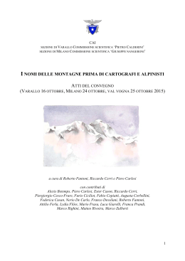 I NOMI DELLE MONTAGNE PRIMA DI CARTOGRAFI E ALPINISTI