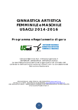 GINNASTICA ARTISTICA USACLI 2014-2016
