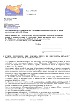 Lettera di invito, avente valore di avviso, res