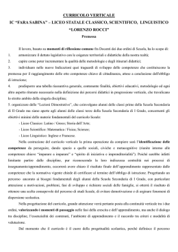 CURRICOLO VERTICALE IC &ldquo;FARA SABINA