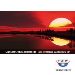 Heat exchangers: compatibility list