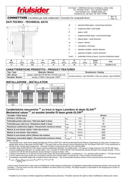 DATI TECNICI - TECHNICAL DATA CARATTERISTICHE