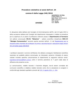 Avviso S.C. 05/A1 s.s.d. BIO/15 - Università degli Studi di Pisa