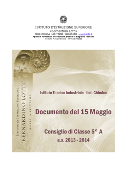 IT articolazione Chimica e Materiali classe VA