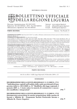 Il bollettino ufficiale della Regione - Bollettino Ufficiale Regione Liguria