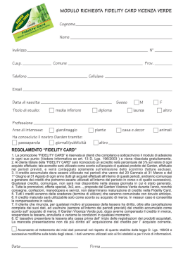 MODULO RICHIESTA FIDELITY CARD VICENZA VERDE