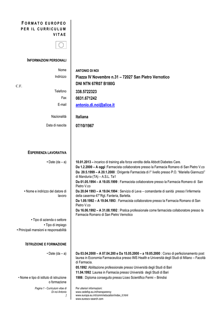 Cv Europass Modello Da Compilare Modello Template Curriculum Vitae Cv Europass Modello Da Compilare Modello Template Curriculum Vitae