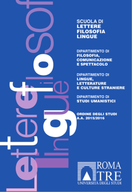 SCUOLA DI LETTERE FILOSOFIA LINGUE