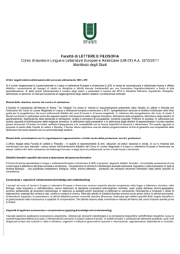 Lettere e Filosofia - Lingue e Letterature Europee e Americane 2010