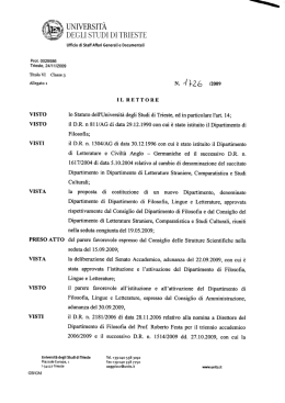 Istituzione e attivazione Dipartimento Filosofia, Lingue e Letterature