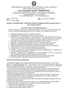 Bando e criteri per l`individuazione di esperto per incarico R.S.P.P.