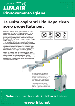 Le unità aspiranti Lifa Hepa clean sono progettate per