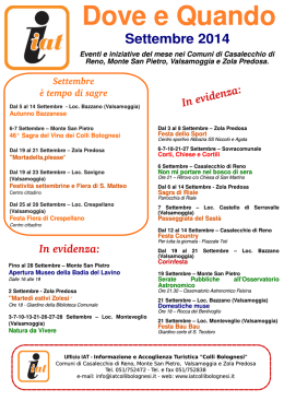 Settembre &egrave; tempo di sagre