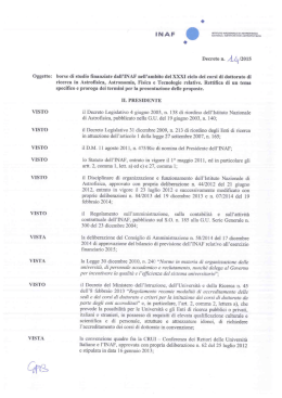 Oggetto: borse di studio finanziate dall`lNAF nell`ambito del